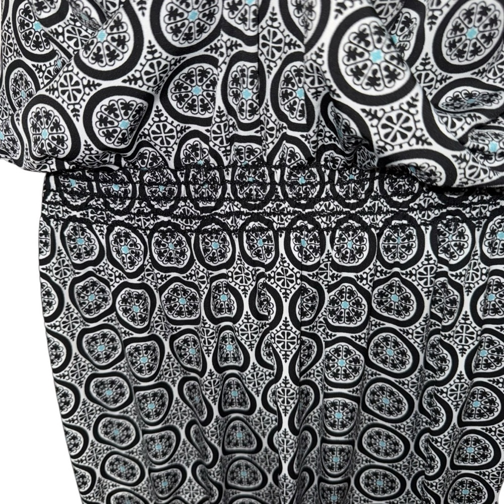 Max Studio Black White Boho Print Sleeveless Elastic Waist Dress Size M - Picture 6 of 7
